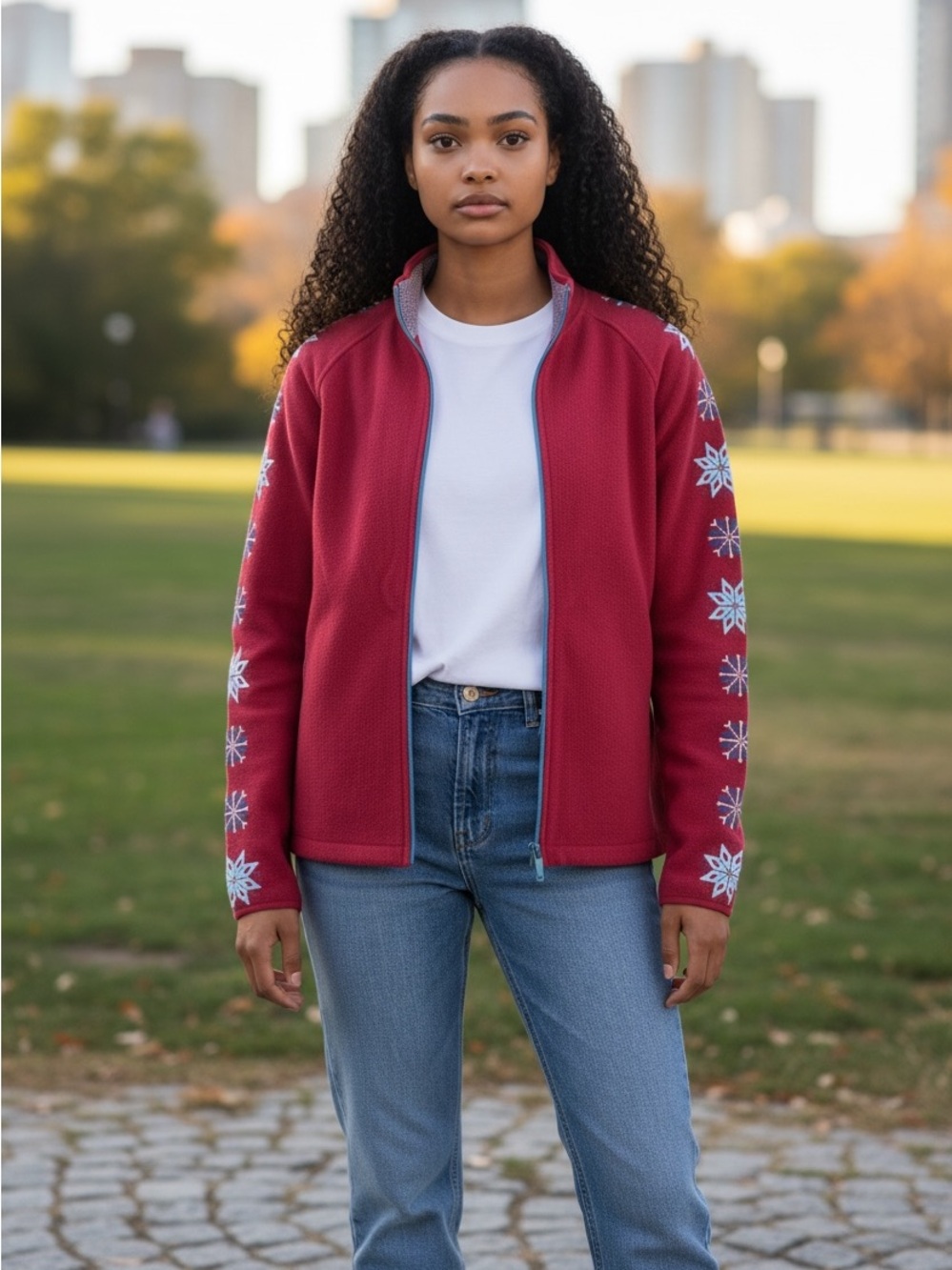 Eddie Bauer Zip Front Christmas Sweater